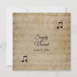 Antique Lakan Music Theme Wedding bjudande Inbjudningar