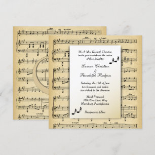 Antique Lakan Music Theme Wedding bjudande Inbjudningar