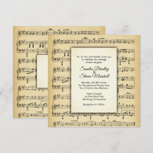 Antique Lakan Music Theme Wedding bjudande Inbjudningar