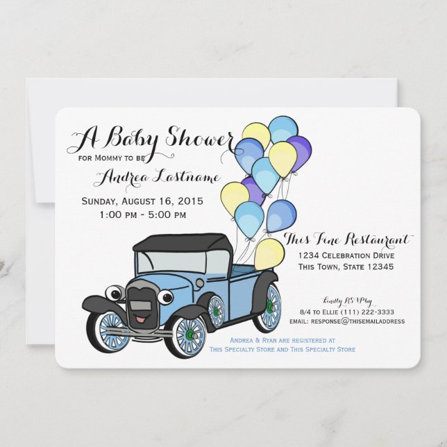 Antique Lastbil Baby Shower Inbjudningar (Framsida)