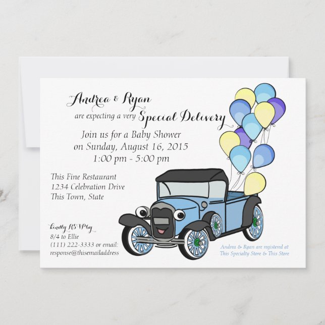 Antique Lastbil Baby Shower Inbjudningar (Framsida)