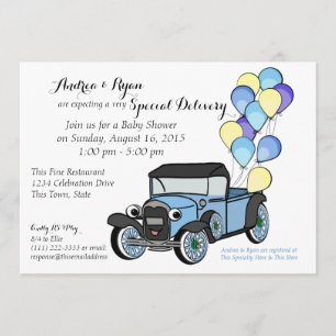 Antique Lastbil Baby Shower Inbjudningar