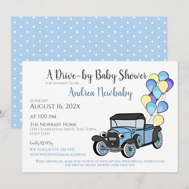 Antique Lastbil Drive by Baby Shower-inbjudan Inbjudningar (Fram/baksida)
