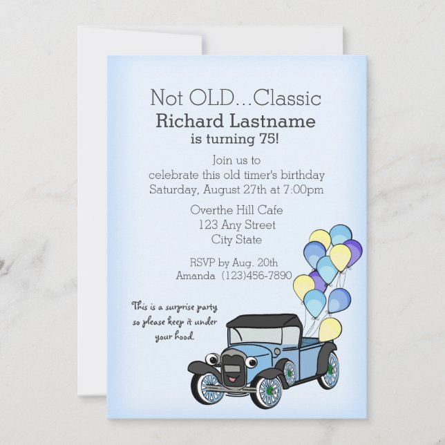 Antique Lastbil med Blegons Birthday Inbjudningar (Framsida)