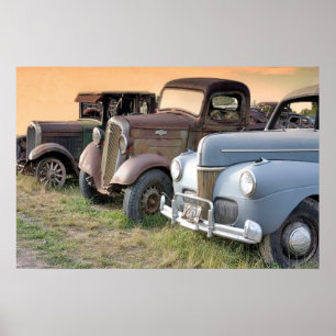Antique Lastbilar och Cars Poster