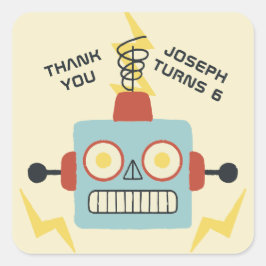 Antique Leksak Robot Birthday Favor Fyrkantigt Klistermärke