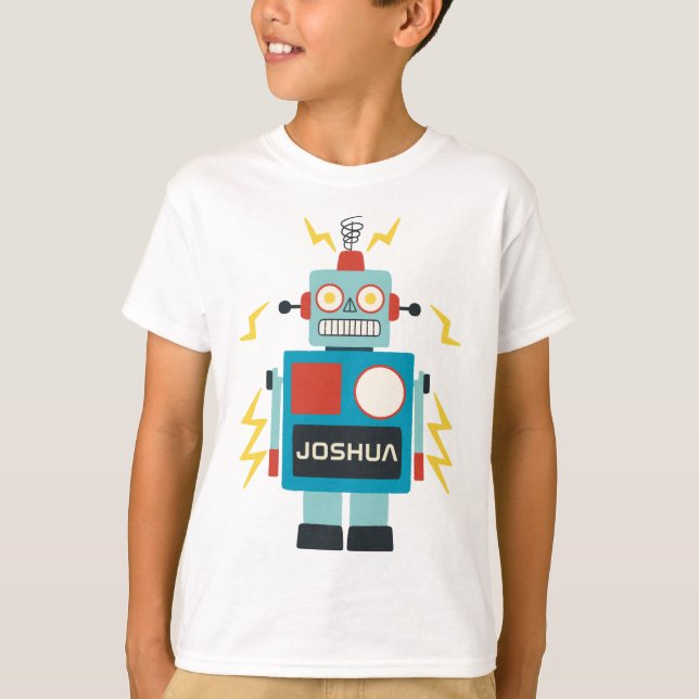 Antique Leksak Robot Birthday T Shirt (Framsida)