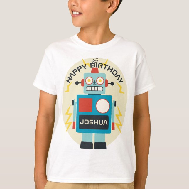 Antique Leksak Robot Birthday T Shirt (Framsida)