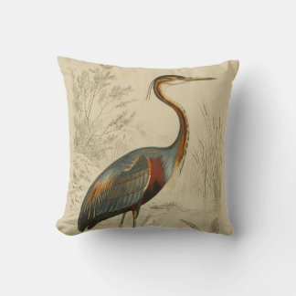 Antique Lila Heron Travies Edouard Skriv ut Kudde