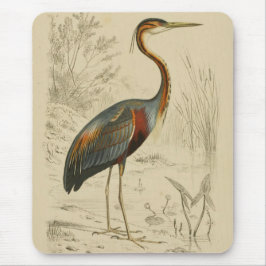 Antique Lila Heron Travies Edouard Skriv ut Musmatta