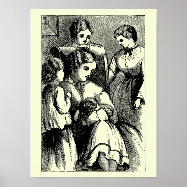 Antique Little Women frontispiece by May Alcott Poster (Framsidan)