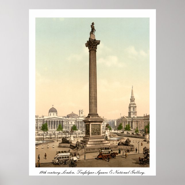 Antique London England, Trafalgar Square Poster (Framsidan)