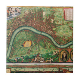 Antique London Street Karta av Johannes de Ram, 16 Kakelplatta