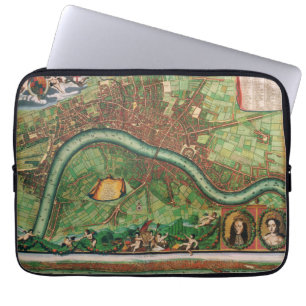 Antique London Street Karta av Johannes de Ram, 16 Laptop Sleeve