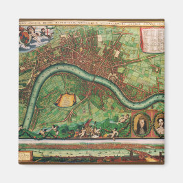 Antique London Street Karta av Johannes de Ram, 16 Magnet