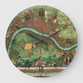 Antique London Street Karta av Johannes de Ram, 16 Stor Klocka