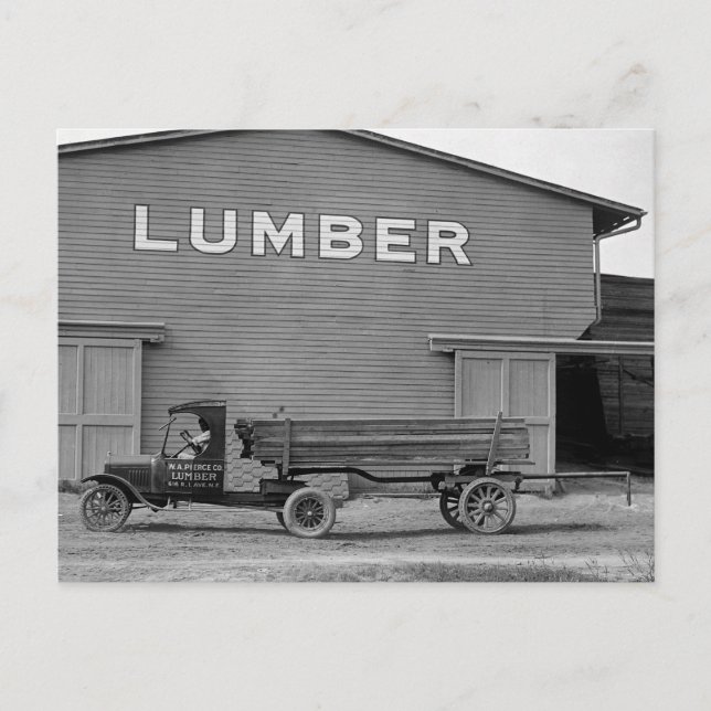Antique Lumber Lastbil, 1920-talet Vykort (Framsida)