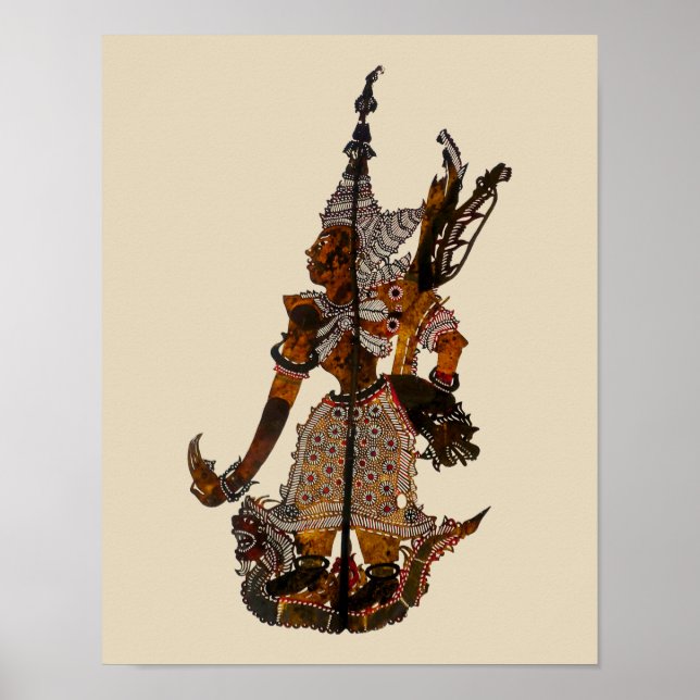 Antique Malaysian Shadow Puppet Lakshmana Poster (Framsidan)