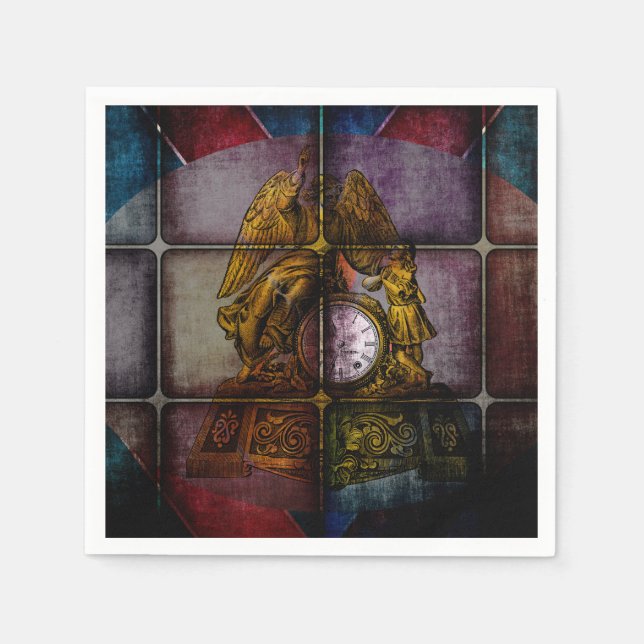 Antique Mantle Clock Papper Napkins Pappersservett (Framsidan)