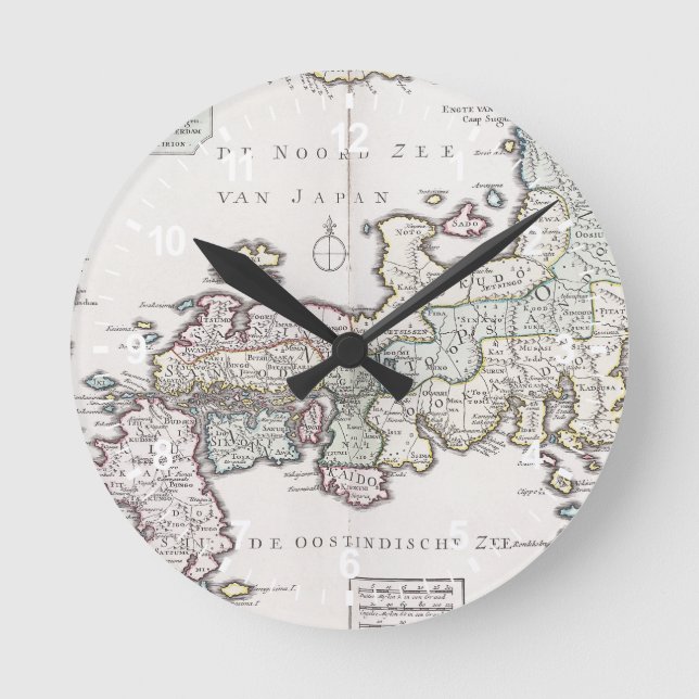 Antique Map of Japan | 1769 Rund Klocka (Framsida)