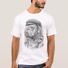 Antique Marble Bulldog Minister Statue in Flat Cap T Shirt