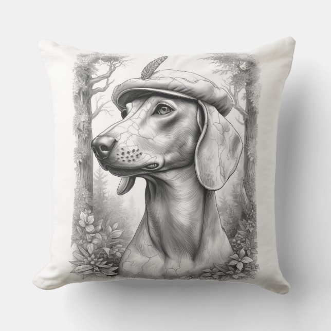 Antique Marble Dachshund Statue Decor Pillow Kudde (Framsida)