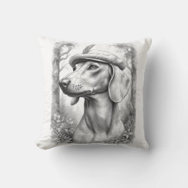 Antique Marble Dachshund Statue Decor Pillow Kudde