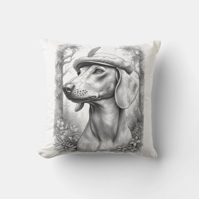Antique Marble Dachshund Statue Decor Pillow Kudde (Framsida)