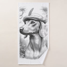 Antique Marble Dachshund Statue Hand Towel