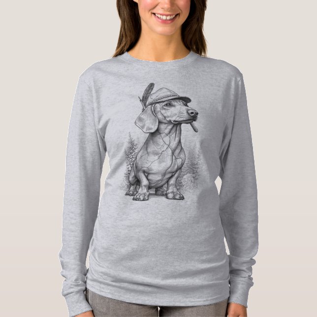 Antique Marble Dachshund T Shirt (Framsida)