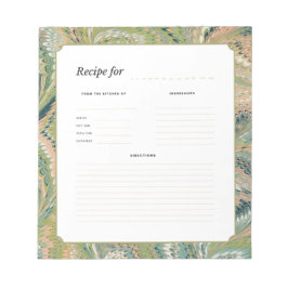 Antique Marbled Paper Recipe Notepad Anteckningsblock