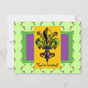 Antique Mardi Gras Fleur Inbjudningar