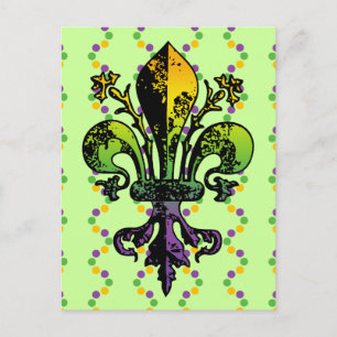 Antique Mardi Gras Fleur Vykort