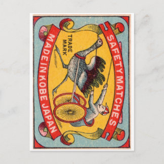 Antique Matchbox-etikett Ostrich Harness Tävla Kob Vykort