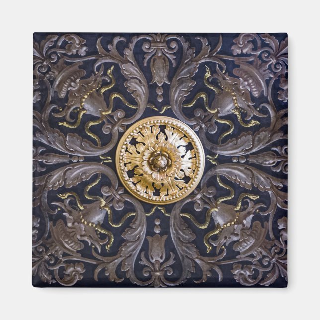 Antique Medieval Guld Plattor av trä som innehålle Magnet (Framsidan)