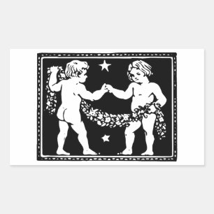 Antique Medieval Renaissance Zodiac Gemini Rektangulärt Klistermärke
