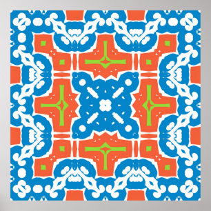 Antique mexican talavera ceramic. Vintage sömlös Poster