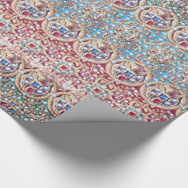 ANTIQUE MINIATURE JEWELS,GEMSTONES,PEARLS,ÄNGLAR PRESENTPAPPER (Hörn)