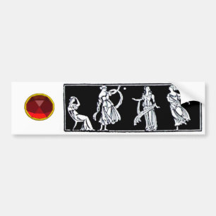 ANTIQUE MODE Black White Red Ruby Gemstone Bildekal