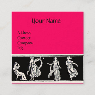 ANTIQUE MODE BOUTIQUE Black Shock rosa Monogram Fyrkantigt Visitkort