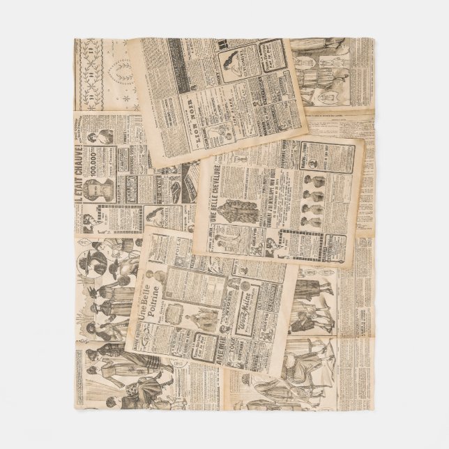 Antique Mode: Tidningsreklamsidor Fleecefilt (Framsidan)