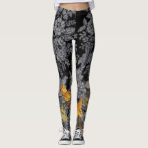 ANTIQUE MÖNSTER BUTTERFLIES BLACK LEGGINGS SNÖRE