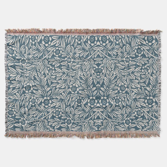 Antique Mönster of Worout Lövs Blue Background Filt (Framsidan)