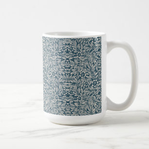Antique Mönster of Worout Lövs Blue Background Kaffemugg