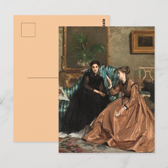 Antique Museum Painting 2 Sisters Brev Replica Vykort (Fram/baksida)