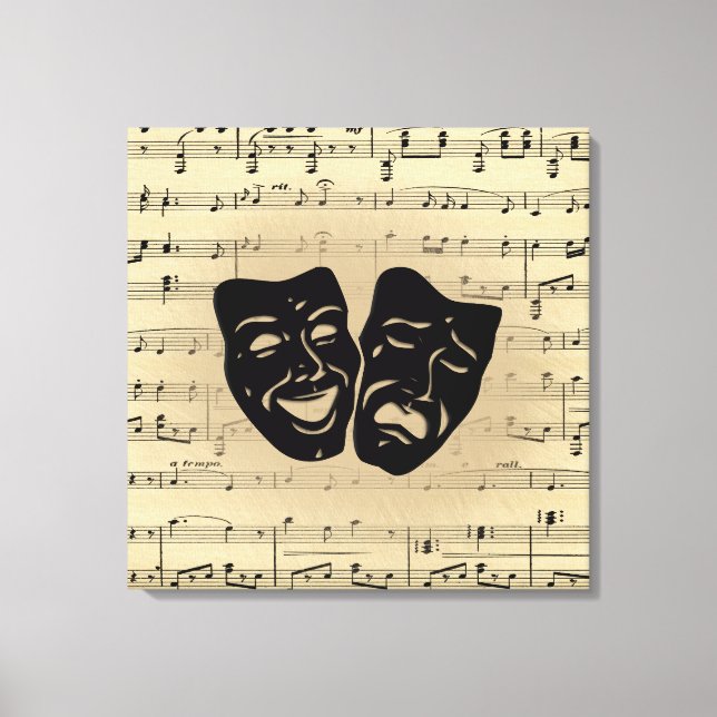 Antique Music and Theater Masks Canvastryck (Framsida)