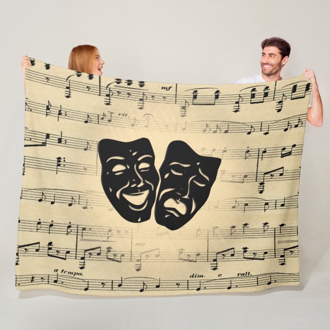 Antique Music and Theater Masks Fleecefilt (På plats)