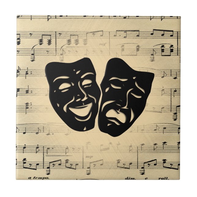 Antique Music and Theater Masks Kakelplatta (Framsidan)