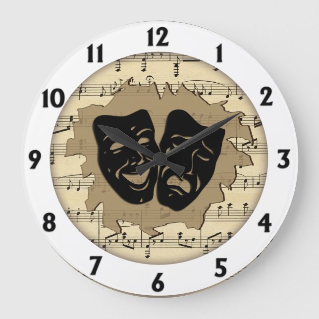 Antique Music and Theater Masks Stor Klocka (Framsida)