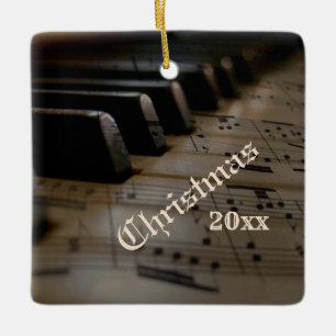 Antique Music Piano Nycklar, julår Julgransprydnad Keramik